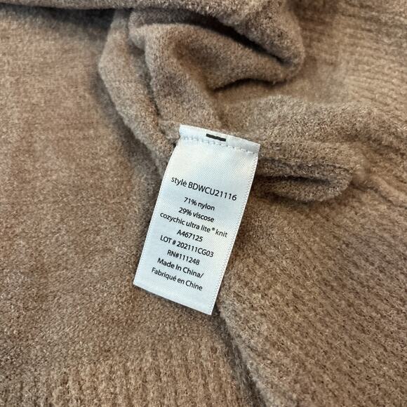 Barefoot Dreams CozyChic Lite Round Neck Sweater Size XS Brown Ribbed Soft - Picture 8 of 8